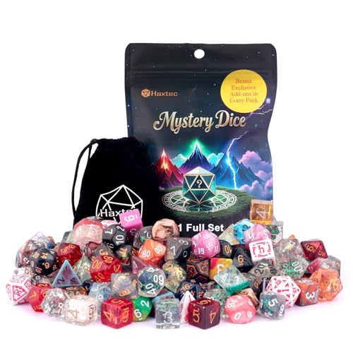 Haxtec Mystery DND Dice Set Random Style 7PC Polyhederal Dice Set with Dice Bag, Compatible with Dungeons and Dragons TTRPG, Dice Blind Box DND Gifts - color: Colorful