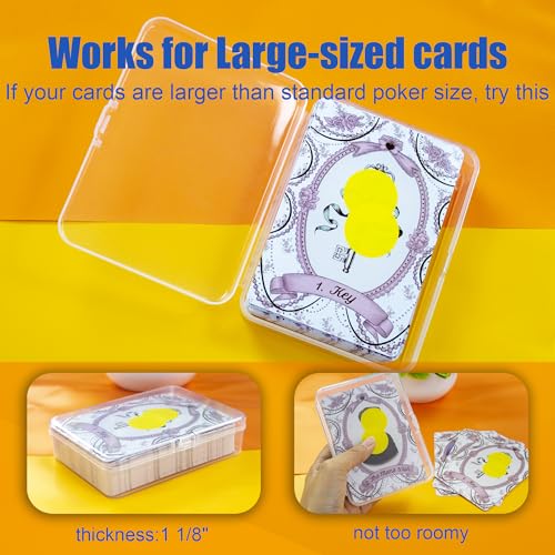 JINUPHION 4 Pcs Playing Card Case, for Go Fish/Old Maid/Oracle Card/Other Larger Than Standard Size Cards, Plastic Clear Card Deck Box Storage, 4 1/2" × 3 1/4" × 1 1/8" (NO Cards) - size: 4 pcs Large