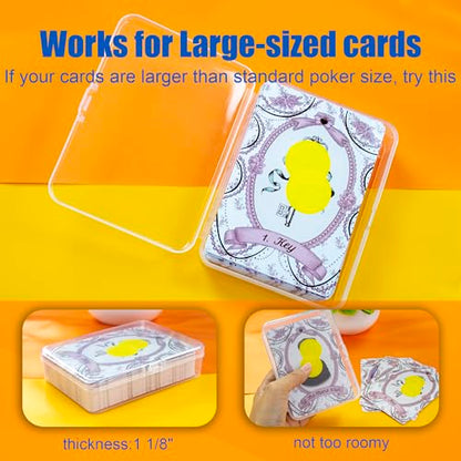 JINUPHION 4 Pcs Playing Card Case, for Go Fish/Old Maid/Oracle Card/Other Larger Than Standard Size Cards, Plastic Clear Card Deck Box Storage, 4 1/2" × 3 1/4" × 1 1/8" (NO Cards) - size: 4 pcs Large