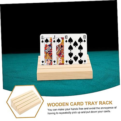 ABOOFAN Wooden Playing Card Holder Rack Slot Gaming Card Stand for Easy Organization and Visibility for Bridge Pinochle