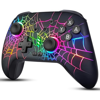 RJAD Switch Controllers for Nintendo Switch/OLED/Lite, Wireless Switch Pro Controller with 10 Colors Light, 1000mAh Rechargeable Switch Turbo Control with Vibration, 6-Axis Gyro, Turbo, Wake Up