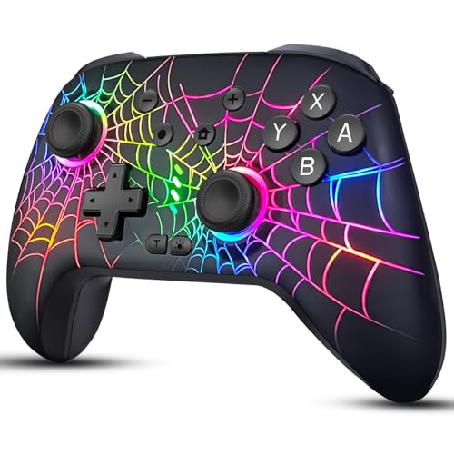 ZRZLMVP Wireless Switch Controller for Nintendo Switch/OLED/Lite/Switch 2 | 1000mAh Pro Switch Controllers Rechargeable, Switch Control with Turbo, Wake Up, Vibration, 6-Axis Gyro, 9 Colors LED Light - color: Deep Black