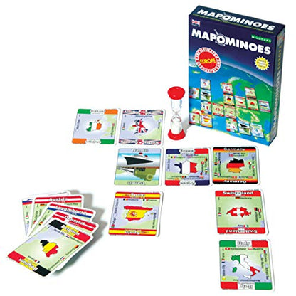 MAPOMINOES Europe – The Ultimate Geography Game – Fun and Educational Travel Card Game About Connecting European Countries for Kids Teens and Adults. Like Dominoes with maps.