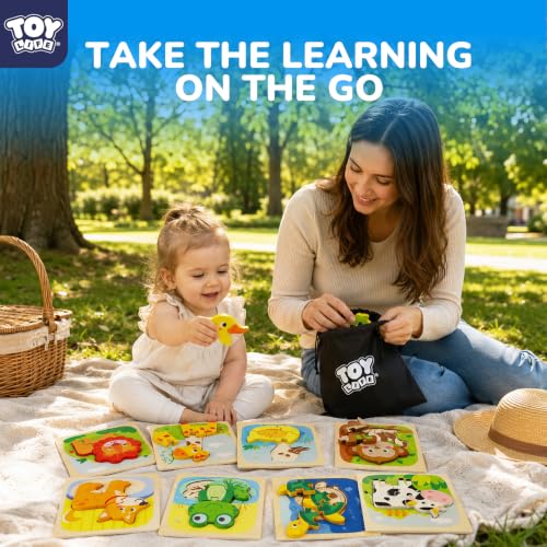 TOY Life Wooden Puzzles for Toddlers 2-4, Montessori Toys for 1 2 3 Year Old Boys Girls, Animals Puzzles Educational Learning Toys 2 Year Old, Toddler Birthday Gifts Toy for Baby Girl Boy 6M+