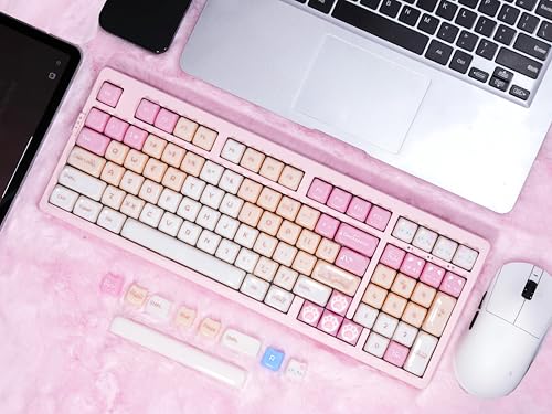 ZORNHER ZH980 Pink Mechanical Keyboard,95% Cat Keyboard Cute,Kawaii Kitty Keycaps,Pink Gaming Keyboard with Number Pad,Jelly Ceramic Keycap,Creamy Sounding Switches - color: Ceramic Kitty, size: Creamy Switch