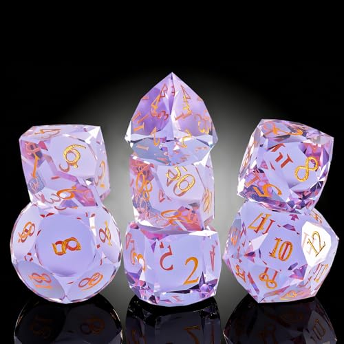 7-Piece Diamond Cut Dice Set for Dungeons and Dragons (D&D) | RPG & Tabletop Games | Premium Gift Box & Durable Design - color: Zs-b