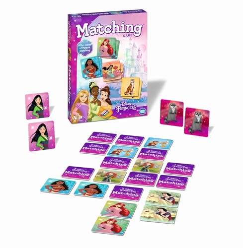 Wonder Forge Disney Princess Matching Game - Fun Memory Game for Kids Ages 3 and Up - Toddler Learning Toy Featuring Belle, Ariel, and Elsa and More Disney Princesses - Packaging May Vary - size: 1.5 inches x 8 inches x 10.5 inches, style: New Packaging