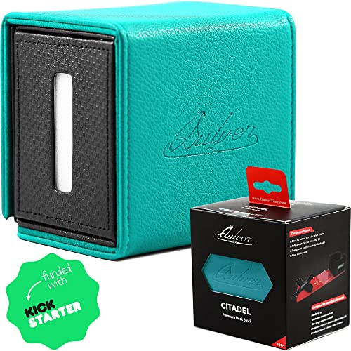 Quiver Time Teal Citadel Deck Block for Magic: the Gathering Cards - TCG 100+ Premium Commander Deck Box, MTG Deck Box for Cards, Dice & Tokens, Custom Divider, Magnetic Closure - color: Teal