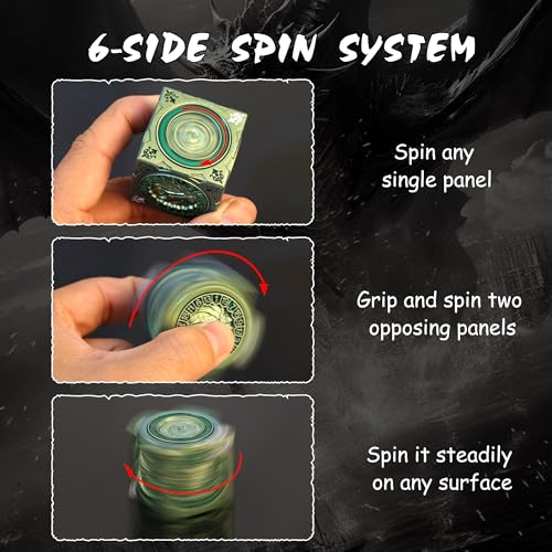 DNDND Chameleon Gold-Green Color Shift Cube Dice - Angular Color Changing D&D Spinner with 6-Side Precision Bearings & Gift Box for TTRPG - color: Chameleon Green