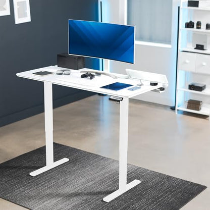VIVO White 60 x 30 in Standing Desk, DESK-KIT-1W6-P3W | Electric, Holds 220 lbs, Sit Stand, Height Adjustable, Cable Tray, Full-Size Mouse Pad, Office Furniture, White Frame - color: White Top / White Frame, size: 60 x 30