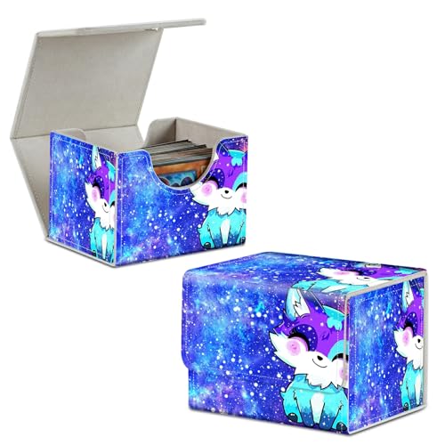 Cute Fox Card Deck Box Trading Cards with Strong Magnet Commander Deck Box Card Storage Box Magic Premium Card Storage Box Case Cover for TCG CCG Magic Cards - color: Cute Fox, size: A Card Deck Box