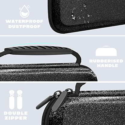 homicozy Glitter Carrying Case Compatible with Nintendo Switch OLED & Switch Console,Black Protective Hard Travel Case Shell Pouch for Nintendo Switch Console/Accessories,Switch Gaming Cases for Girls - color: Black