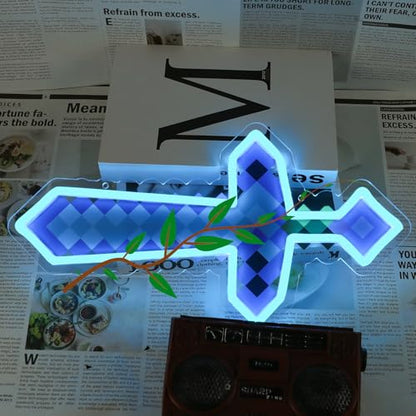 Sword Neon Sign Game Neon Sign for Wall Art Decor, USB Gaming LED Lights for Bedroom Man Cave Kids Room Party Dedcoration, Gifts for Boys Game Lovers