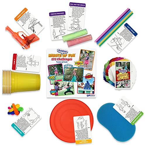 Funwares Original 272 Outdoor Minute of Fun Games - Minute to Win It Family Party & Travel for Kids & Adults, 2-12 Players! Ready to Play Right Out of the Box!
