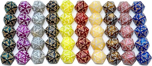SmartDealsPro 50-Pack D6 D12 D20 6 12 20 Sided Dice Polyhedral Dice with Pouch for DND RPG MTG Table Game (D20, Dragon Pattern) - color: Dragon Pattern, style: D20