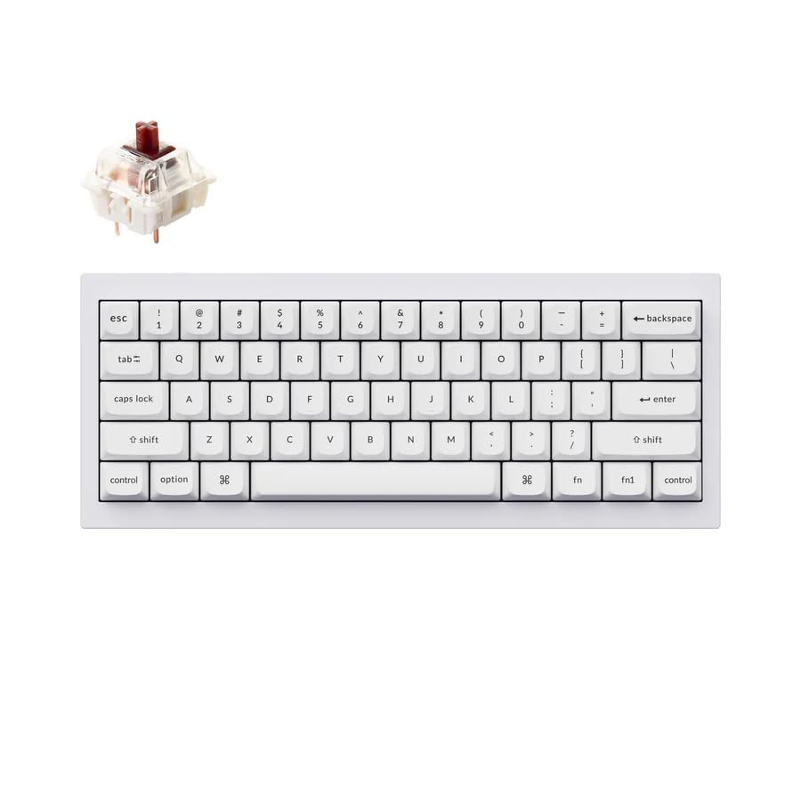 Keychron Q4 Wired Custom Mechanical Keyboard, QMK/VIA Programmable Macro, Full Aluminum, Hot-Swappable Gateron G Pro Brown Switch, 60% Layout Double Gasket Compatible with Mac and Windows - White - color: White (Gateron G Pro Brown Switch)