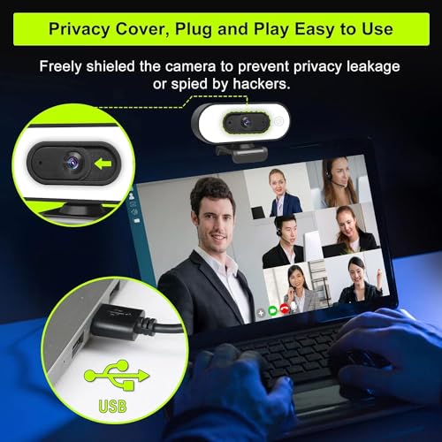 ToLuLu 1080P Full HD Webcam with Ring Light Microphone Streaming Web Camera | for PC Mac Laptop Desktop, USB Computer Webcam with Privacy Cover and Tripod for Zoom Meeting Skype Teams Twitch - style: Webcam with Light & Cover & Tripod