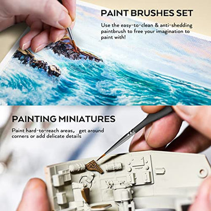 Nicpro 15 Pack Miniature Painting Set, Fine Detail Paint Brushes for Models, Acrylic Watercolor Oil, Ceramic, Shoe, Art Figure Paint by Number - Thin Artist Kit Nylon Holder - size: 15 PCS