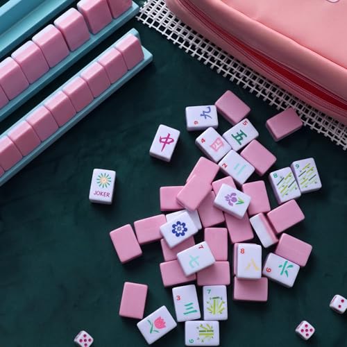 Soulchen Mini American Mahjong Tile Set Include 160 0.8 Inch Mahjong Tiles 2 Dice 4 Wooden Rulers 1 Accessory Bag 4 Beginner Rule Cards(Pastel) - style: Pastel