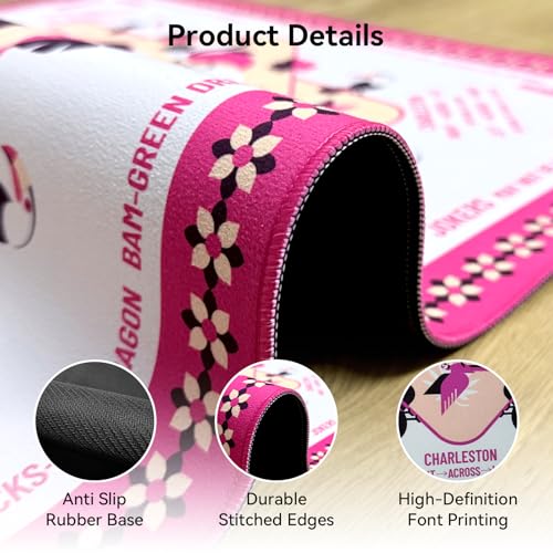 32.4x32.4 Inch Flamingo Mahjong Mat 3MM Noise Reduction | Non-Slip No Creases Mahjong Gifts with Carrying Bag for American Mahjong Poker Card Board Games Dominoes - color: Hot Pink