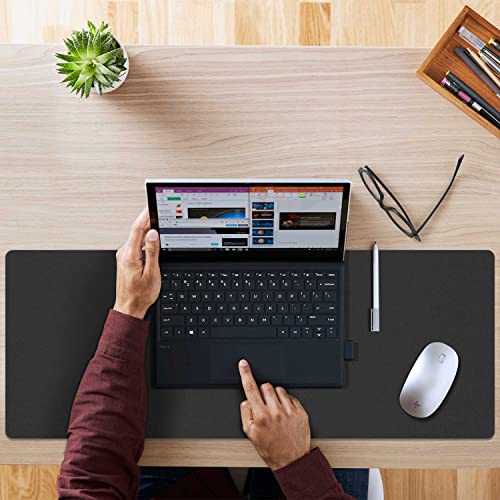 Aothia Double-Sided PU Leather Desk Pad - Non-Slip Large Mouse Pad & Desk Mat for Office, Home - Waterproof, Easy to Clean, Durable Dual-Sided Surface (31.5" x 15.7", Black) - color: Black, size: 31.5" x 15.7"