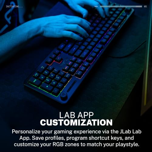 JLab Nightfall Gaming Keyboard, Wired, RGB, 104 Keys, Black - color: Black