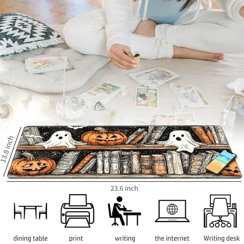 Bookshelves and Pumpkin for MTG & TCG Playmat Mouse Pad,BFDHGQZC 24" x 14" Game Mat for MTG/RPG/CCG Trading Card Game Playmats Table Mat Perfect for Card Games Video Games Computer Office - color: Bookshelves and Pumpkin