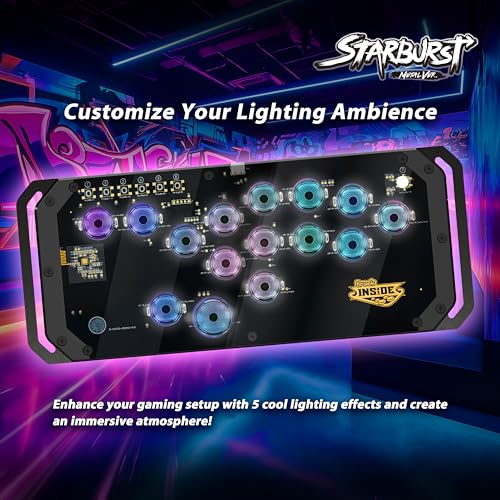 Brook Fighter Starburst Metal Ver. All-Button Arcade Controller for PS5, PS4, Xbox Series X|S, NS, NS2 & PC, Metal Side Handles, Hot-Swappable Switches, RGB Lighting, Officially Licensed (Black) - color: Black