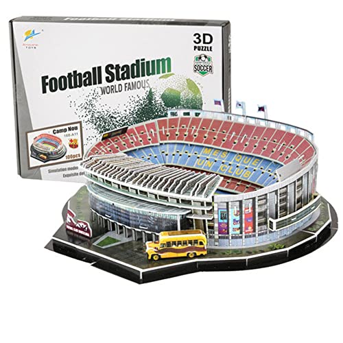 Classic Football Stadium Puzzle,3D Puzzle Soccer Club Venues,3D Paper Model Building Puzzle Kit, Soccer Souvenir Gift,Handmade Puzzle Ornaments，Cardboard Model (Camp NOU Stadium) - color: Camp Nou Stadium