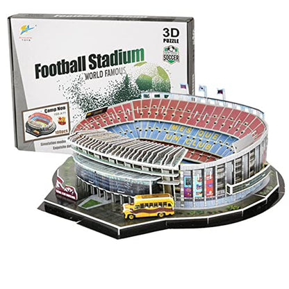 Classic Football Stadium Puzzle,3D Puzzle Soccer Club Venues,3D Paper Model Building Puzzle Kit, Soccer Souvenir Gift,Handmade Puzzle Ornaments，Cardboard Model (Camp NOU Stadium) - color: Camp Nou Stadium