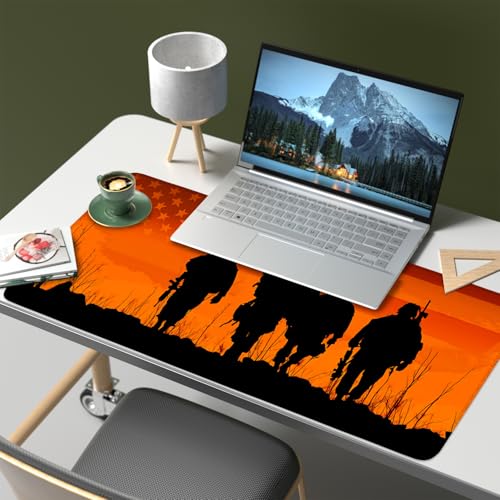 Mouse Pad, Large Anti-Slip with Stitched Edges Desk Mat Desktop Laptop Computer Desk Keyboard Mat,Table Protector Blotter Mat (Soldier, 35.4" x 15.7") - color: Soldier, size: 35.4" x 15.7"
