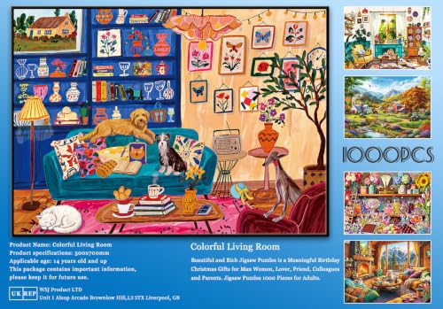 Jigsaw Puzzles for Adults 1000 Piece Puzzle for Adults 1000 Pieces Puzzle 1000 Pieces-Colorful Bohemian Pet Living Room