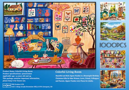 Jigsaw Puzzles for Adults 1000 Piece Puzzle for Adults 1000 Pieces Puzzle 1000 Pieces-Colorful Bohemian Pet Living Room
