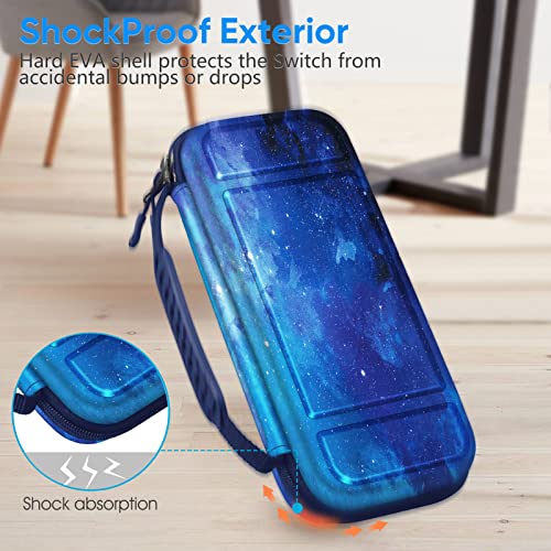 FINTIE Carrying Case for Nintendo Switch Lite 2019, [Shockproof] Hard Shell Protective Cover Travel Bag with Game Card & Micro SD Card Slots for Switch Lite Console & Accessories, Starry Sky - color: starry sky