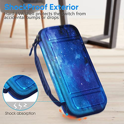 FINTIE Carrying Case for Nintendo Switch Lite 2019, [Shockproof] Hard Shell Protective Cover Travel Bag with Game Card & Micro SD Card Slots for Switch Lite Console & Accessories, Starry Sky - color: starry sky