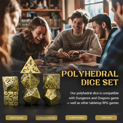 ZHOORQI Metal DND Dice 7Pcs Bat Design Polyhedral Die Set(BF-Bronze) | Sharp Edge D and D Dice for Dungeons and Dragons DM RPGs Gift Gaming Collection - color: Bat-bronze
