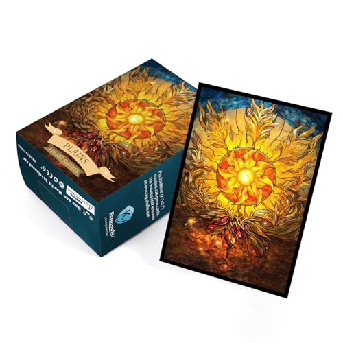 Katomula 100 MTG Card Sleeves with 100 Inner Sleeves, Textured Back Art, Fit Standard Size Cards - Plains - color: Plains
