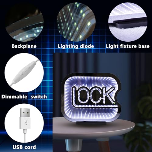Lock Infinity Mirror Tunnel Light Neon Signs for Wall Decor,Dimmable Game Neon Light for Gamer,Usb Powered Gaming Lights for Man Cave Bedroom Game Room Bar Birthday Gifts(9.8 * 11.8 In)
