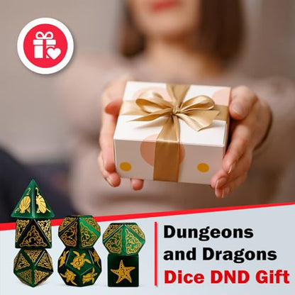 LUCKY-M Turtle Dice DND Set Green, 7PCS Cat Eye Stone D&D for Dungeons and Dragons, RPG D and D Dice for MTG Accessories DND Gift(PC-Green) - color: Pc-green
