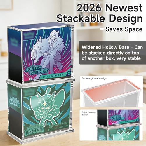 Acrylic Display Case for Elite Trainer Box (ETB) – Stackable Closure Storage Box for Pokemon TCG, Trading Cards, Booster Box – Clear Protector with Locking Lid for Collectible Display & Organizing - size: Elite Trainer Box Case