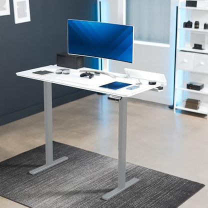 VIVO White 60 x 30 in Standing Desk, DESK-KIT-1G6-P3W | Electric, Holds 220 lbs, Sit Stand, Height Adjustable, Cable Tray, Full-Size Mouse Pad, Office Furniture, Gray Frame - color: White Top / Gray Frame, size: 60 x 30