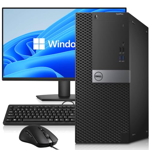 Dell Gaming Tower Desktop PC – Intel Core i7-7700 – 16GB RAM – 256GB SSD – 500GB HDD – GeForce GT 1030 – 22" Monitor – Keyboard & Mouse – Windows 11 Pro – Gaming Computer (Renewed)
