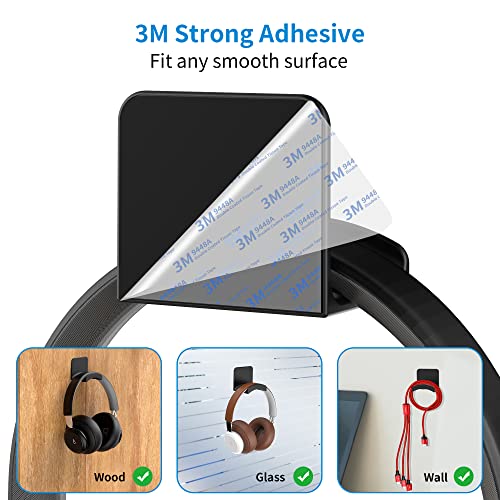 SOKUSIN Headphone Stand Headset Holder - Adhesive Gaming Earphones Hanger, Universal Desk Wall Mount Hook for All Headphone/Controller, Compatible with Beats, AirPods Max,Sony, JBL (Black) - color: Black