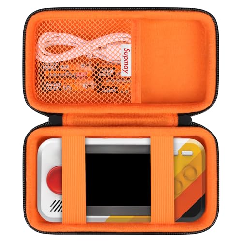 Supmay Hard Travel Case for My Arcade Atari Pocket Player Pro, Portable Video Game System Handheld Game Protection Case with Mesh Pocket for Batteries and USB-C Cable, Black+Orange - color: Black+Orange