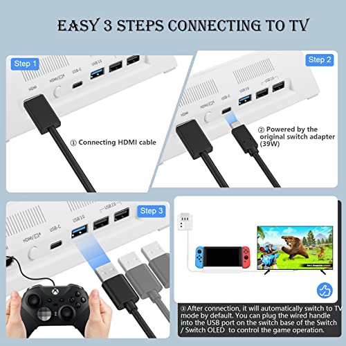 KEKUCULL TV Docking Station for Switch,Docking Station with 4K 1080P HD Adapter and USB 3.0 Port,Replacement for Official Switch Dock(White)