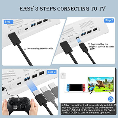 KEKUCULL TV Docking Station for Switch,Docking Station with 4K 1080P HD Adapter and USB 3.0 Port,Replacement for Official Switch Dock(White)