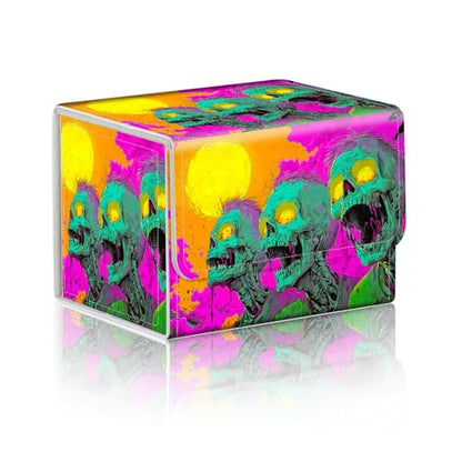 Trading Card Storage Box, Holds 100+ for MTG Cards, PU Leather with Magnetic Closure, Neon Green Zombies in Psychedelic Scene Durable Deck Box for Magic the Gathering, Trading Card Games - color: Neon Green Zombies in Psychedelic Scene