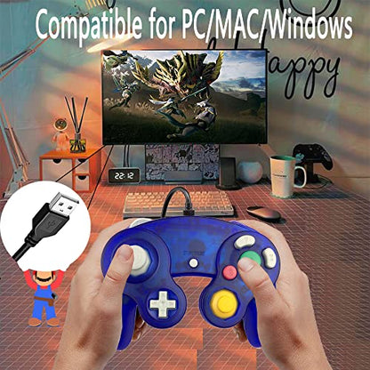 Reiso Classic NGC Wired USB Controller for Windows PC MAC (Clear Blue) - color: Clear Blue