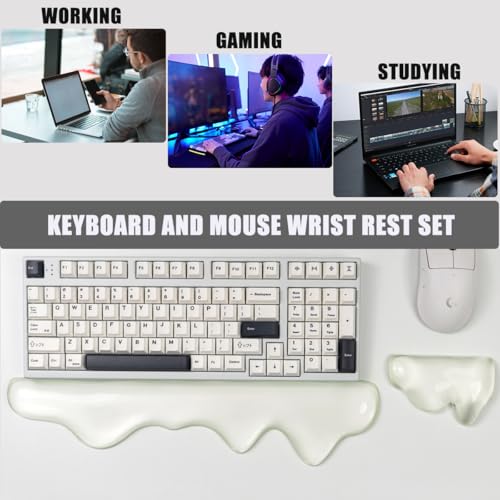 Ergonomic Gel Wrist Rest for Keyboard and Mouse, Wrist Rest Set, Cute Silicone Wrist Rest for Computer Keyboard 60%/68%/75% (Green) - color: Green