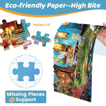 300 Pieces Puzzles for Adults | Camper Cat Jigsaw Puzzles | Large 300 Piece Puzzle for Children Adults Seniors | Sturdy,Safe | Engaging & Educational Toys Great Gift for Boys Girls 20.5 x 15 in - style: Outdoor Camper Cat